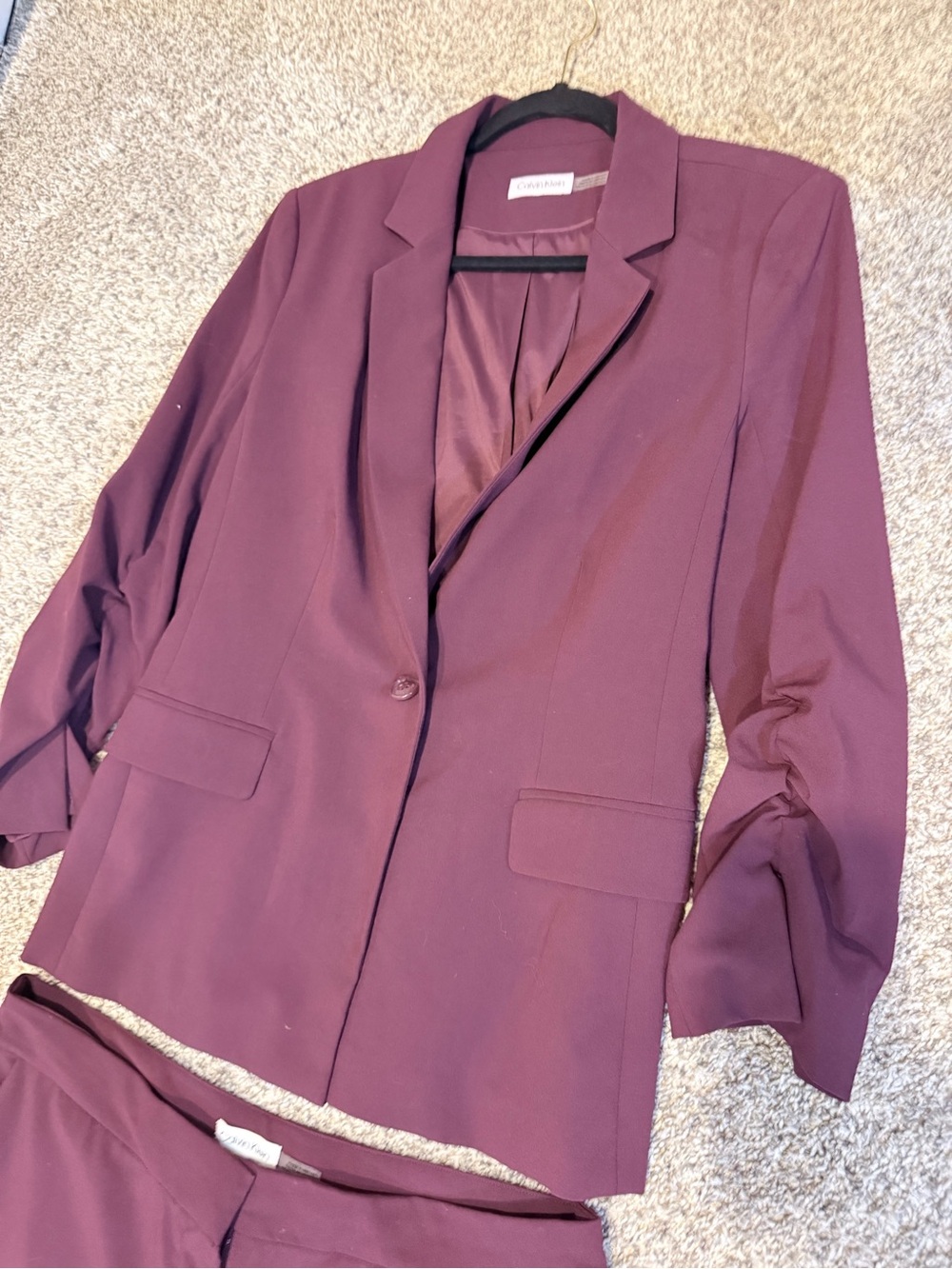 Calvin Klein Plum Single-Button pants suit